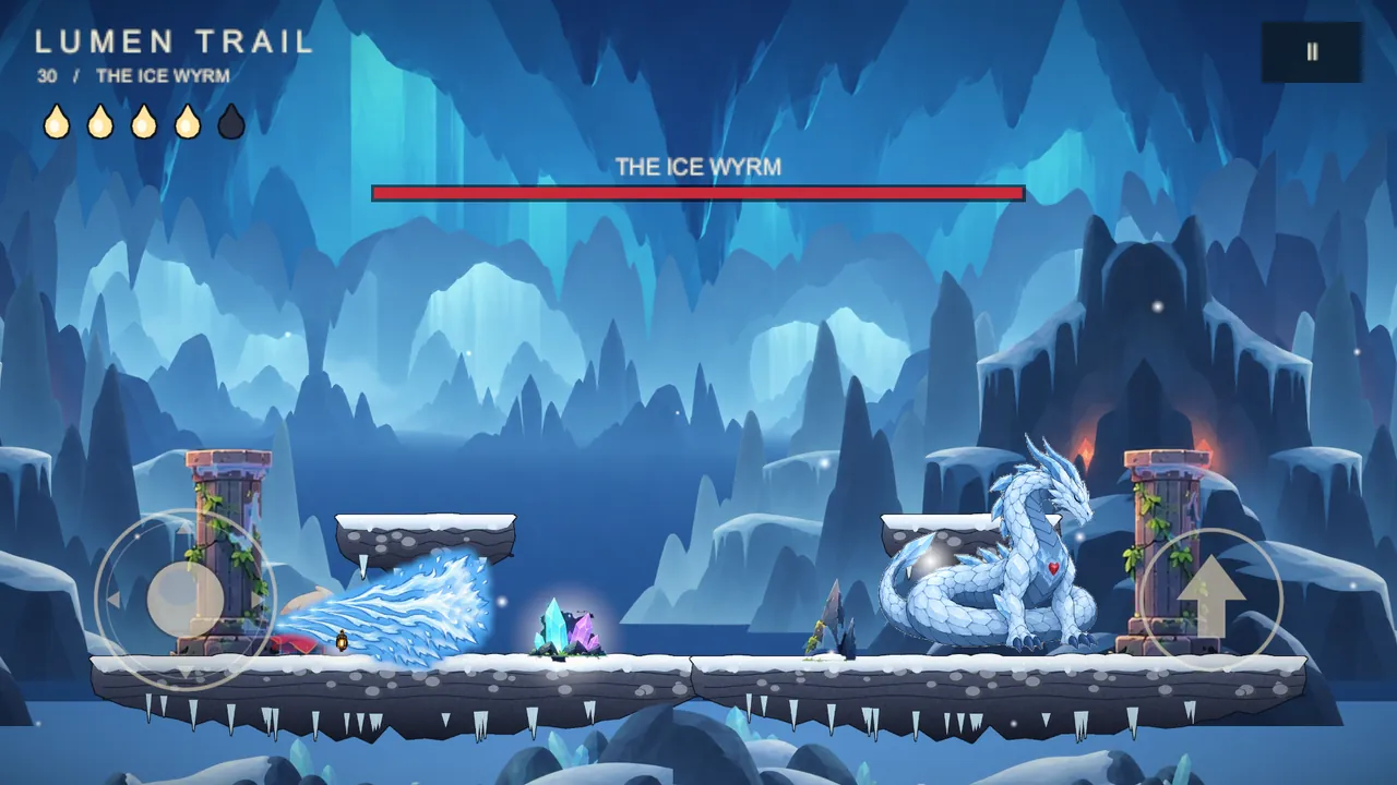 Boss fight with the Ice Wyrm